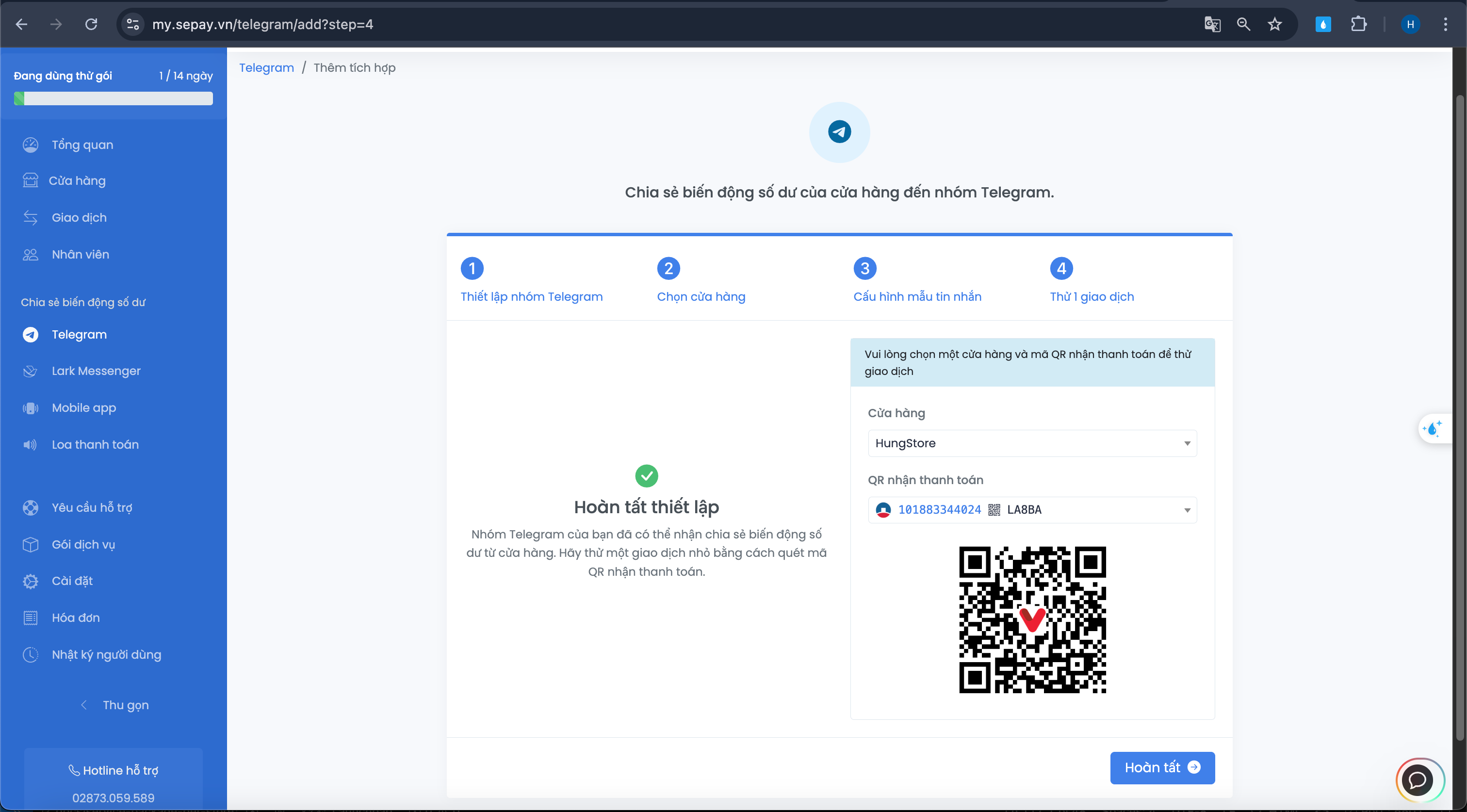 Nhận thông báo telegram