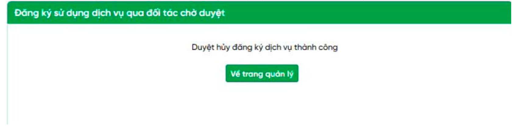 Hủy đăng ký thành công