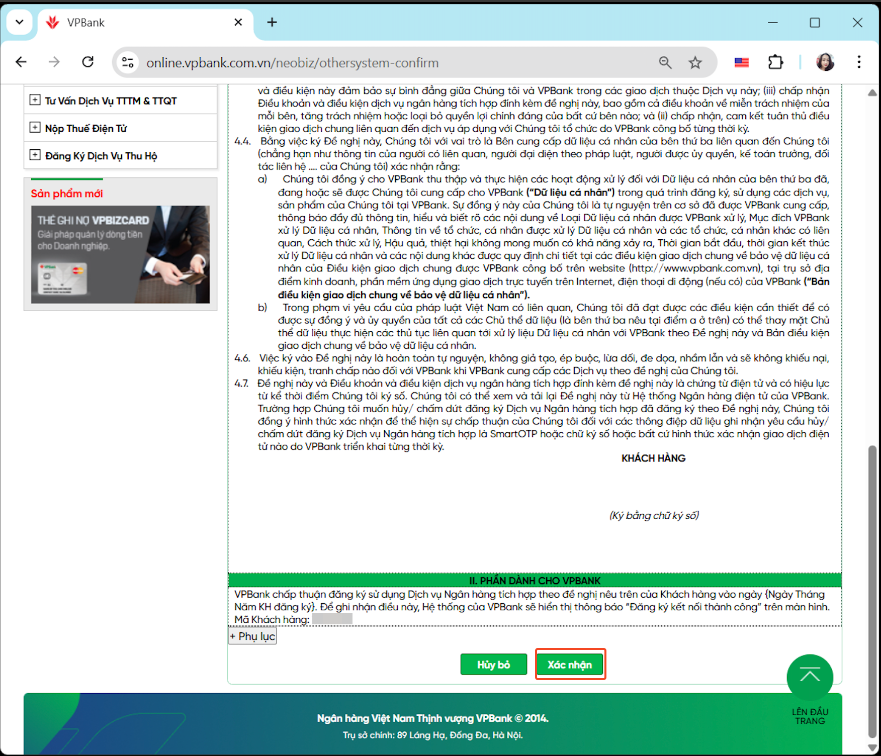 Xác nhận đăng ký