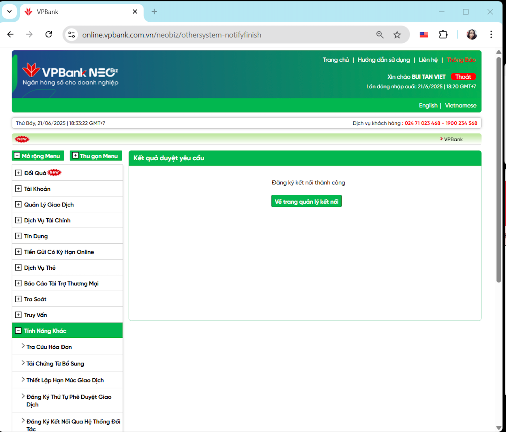 Kết nối thành công